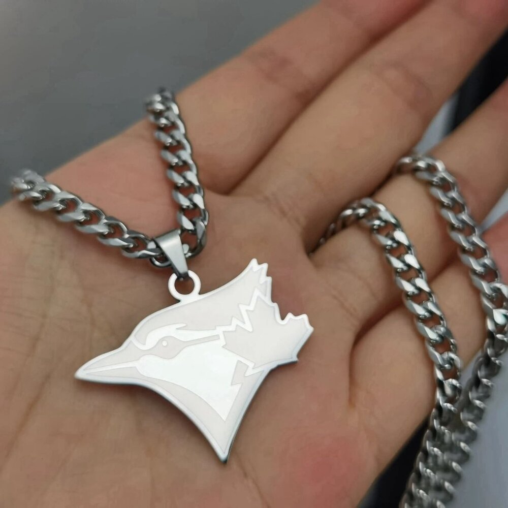Toronto Blue Jays Necklace - Silver Plated 5mm Cuban - 22" Chain - MLB Baseball